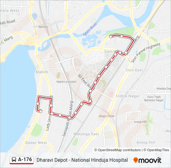 A-176 Bus Line Map