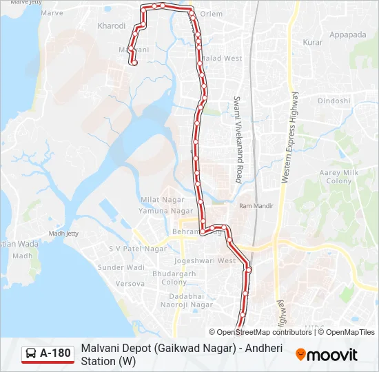 A-180 Bus Line Map