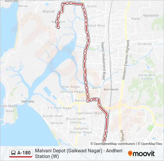 A-180 Bus Line Map
