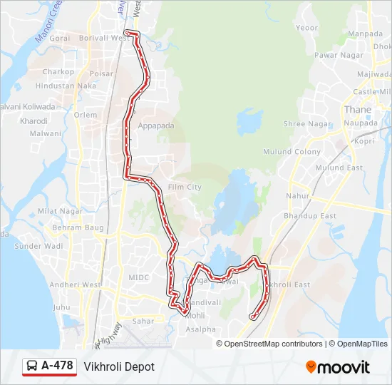 A-478 Bus Line Map