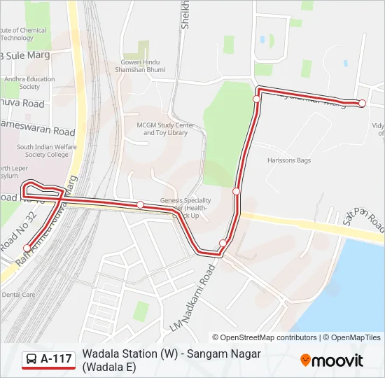 A-117 Bus Line Map