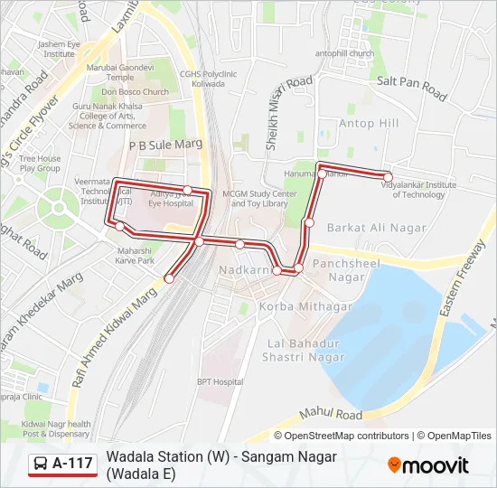 A-117 Bus Line Map
