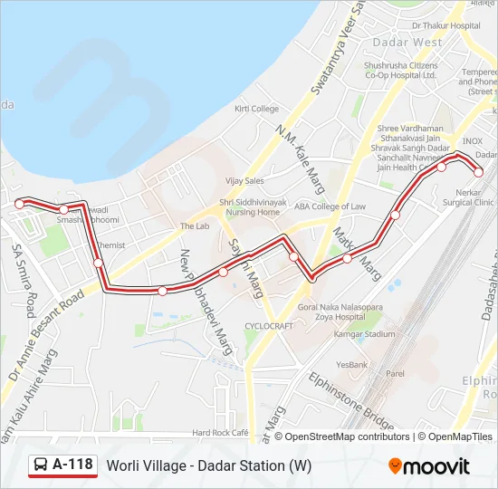 A-118 Bus Line Map