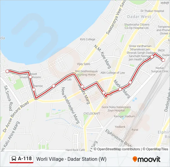 A-118 Bus Line Map