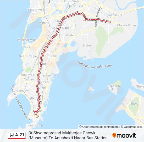 A-21 Bus Line Map
