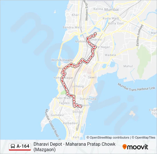 A-164 Bus Line Map