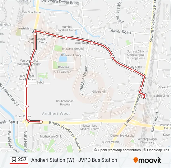257 Bus Line Map