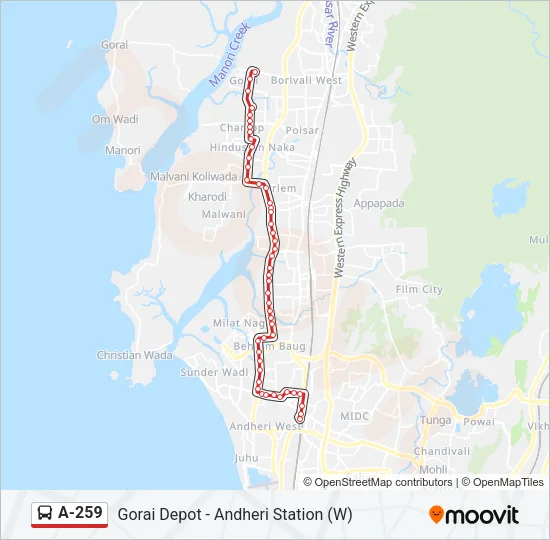 A-259 Bus Line Map