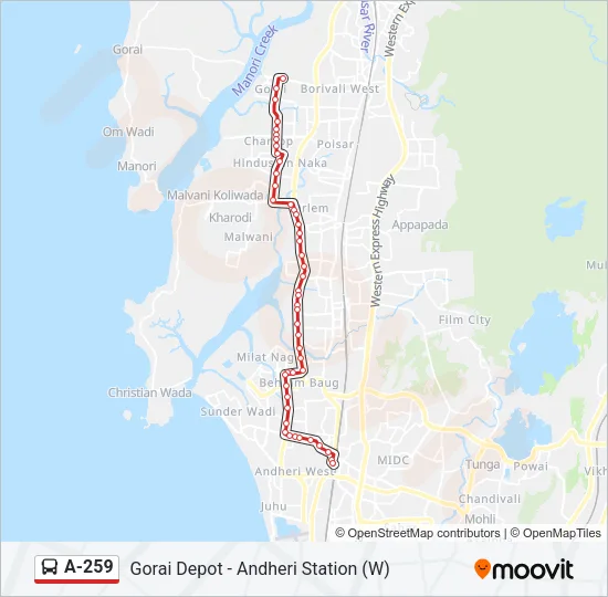 A-259 Bus Line Map