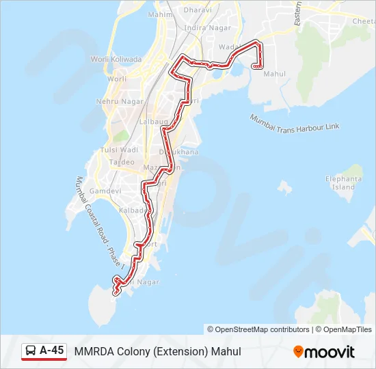 A-45 Bus Line Map