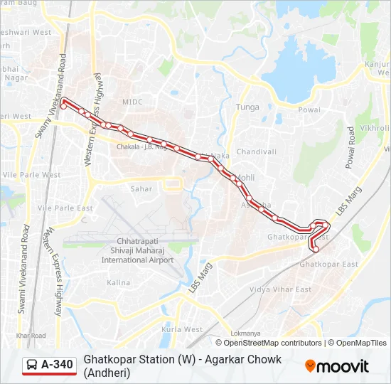 A-340 Bus Line Map