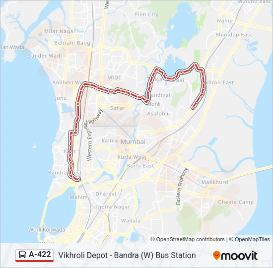 A-422 Bus Line Map