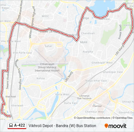 A-422 Bus Line Map