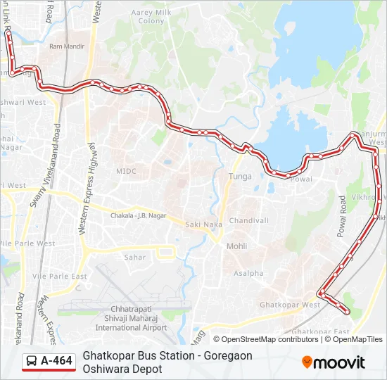 A-464 Bus Line Map