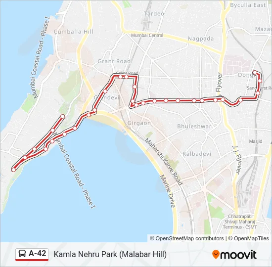 A-42 Bus Line Map