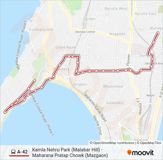 A-42 Bus Line Map
