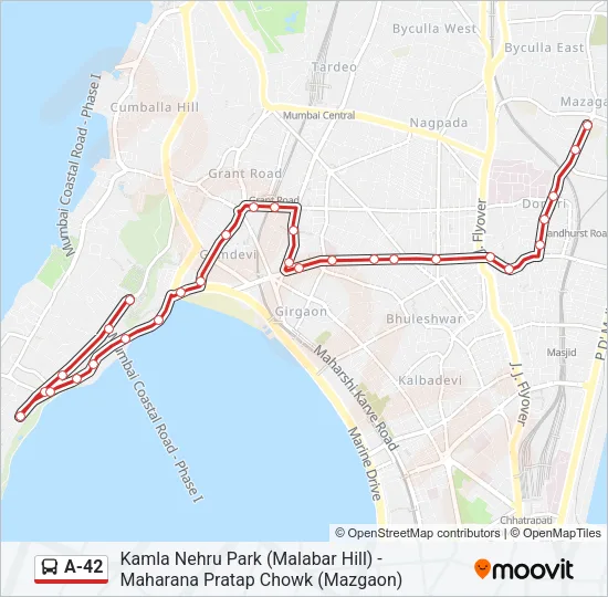 A-42 Bus Line Map