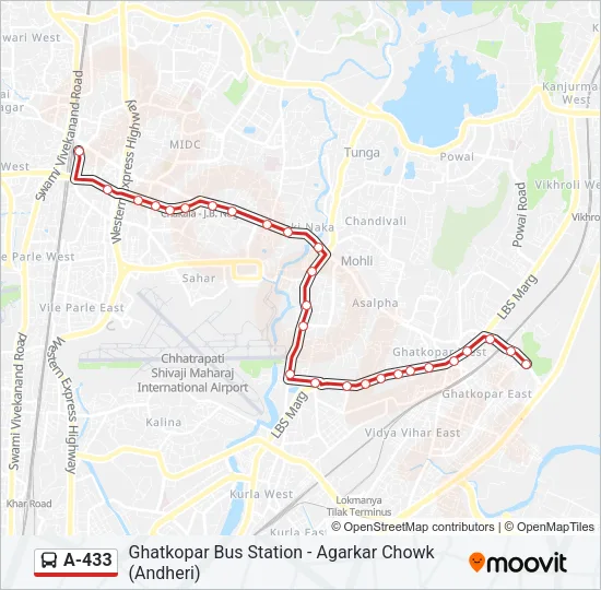 A-433 Bus Line Map