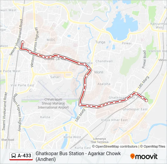 A-433 Bus Line Map