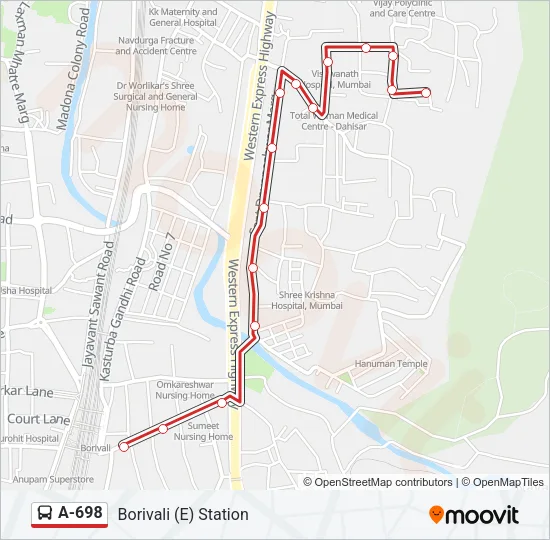 A-698 Bus Line Map