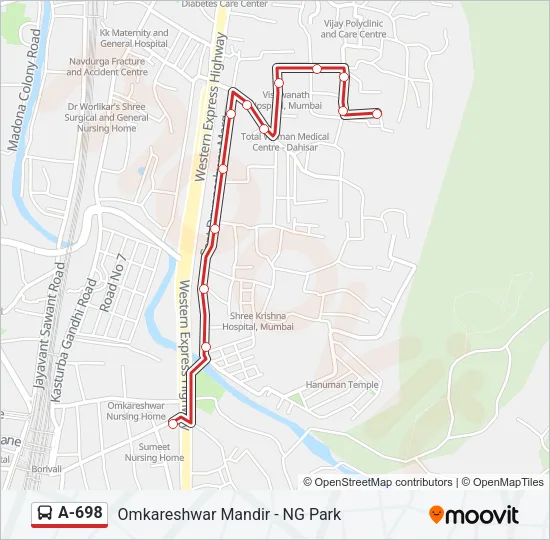 A-698 Bus Line Map
