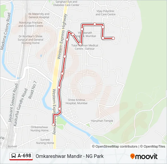 A-698 Bus Line Map