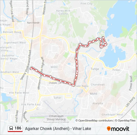 186 Bus Line Map