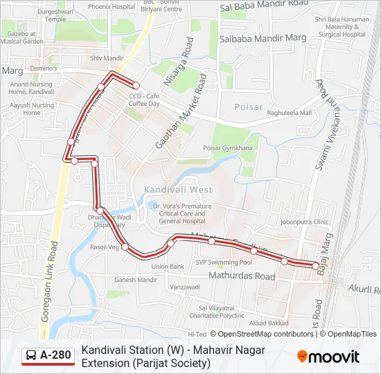 A-280 Bus Line Map