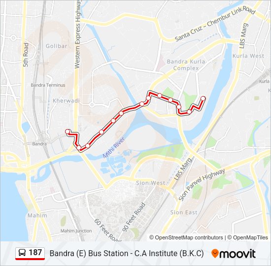 187 bus Line Map