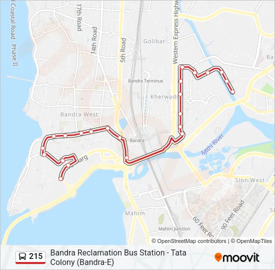 215 Bus Line Map
