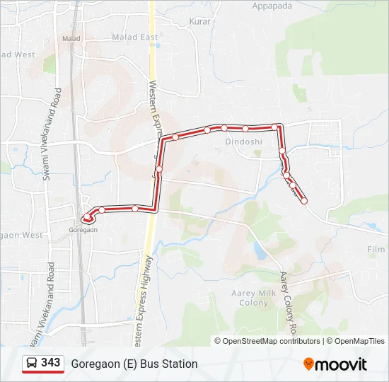 343 Bus Line Map