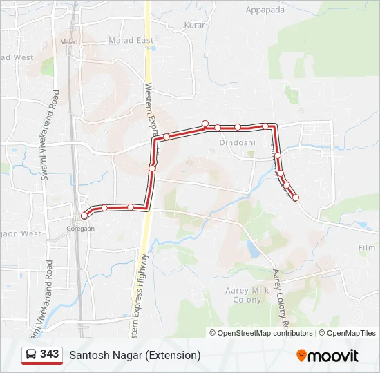 343 Bus Line Map
