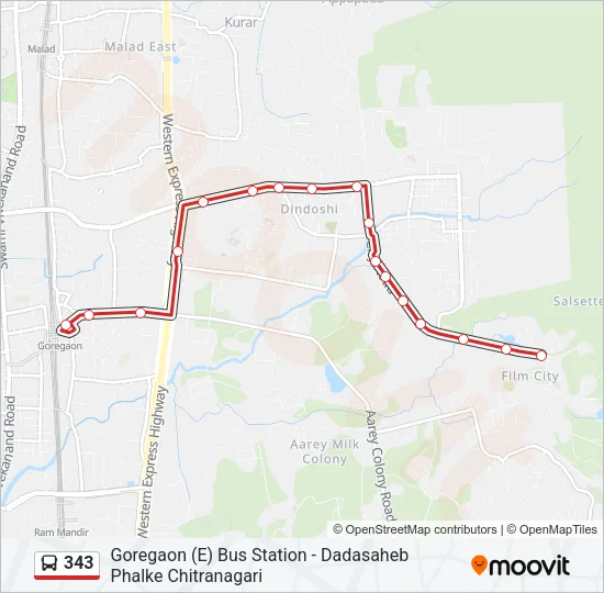 343 Bus Line Map