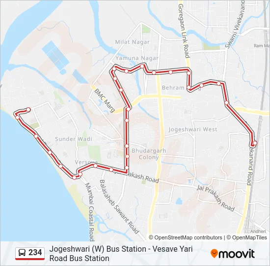 234 Bus Line Map