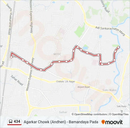 434 Bus Line Map