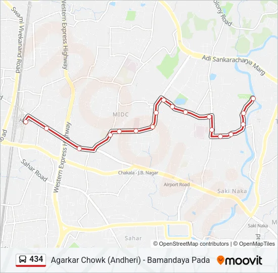434 Bus Line Map