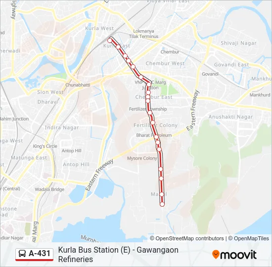 A-431 Bus Line Map