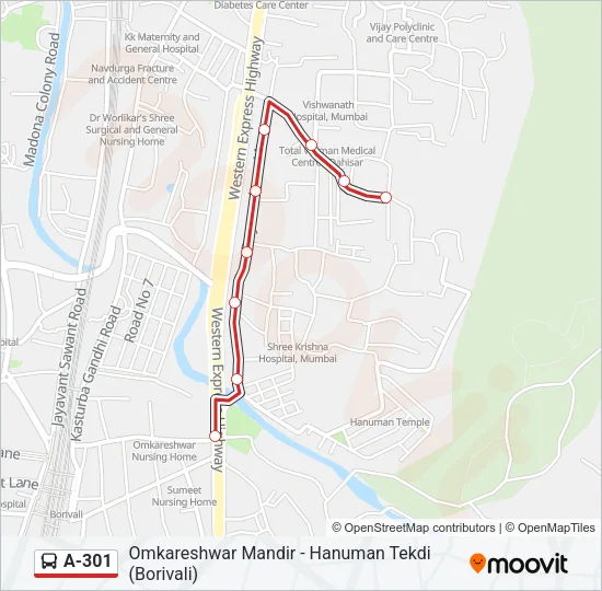 A-301 Bus Line Map