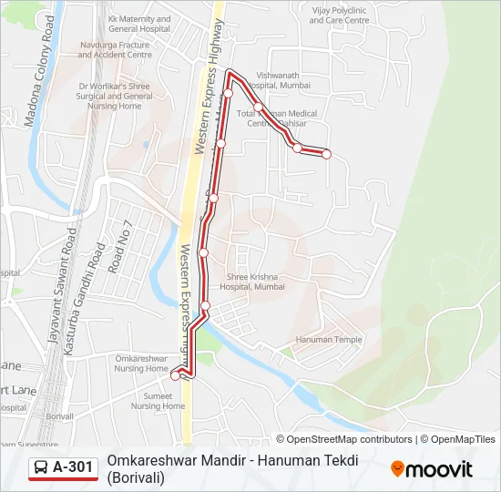 A-301 Bus Line Map