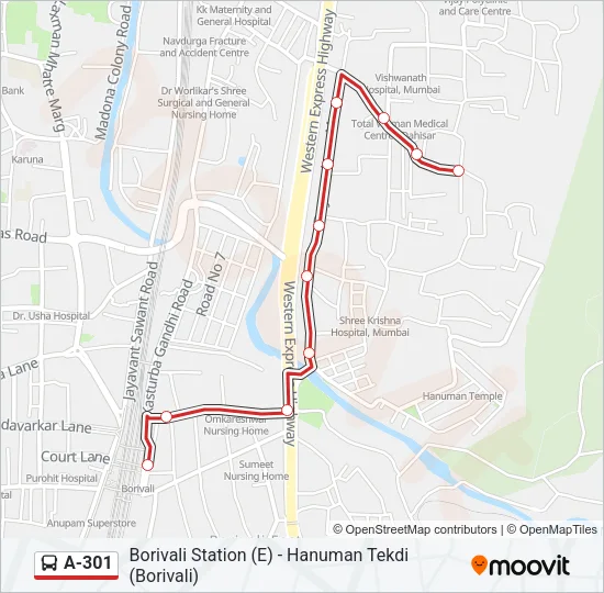 A-301 Bus Line Map