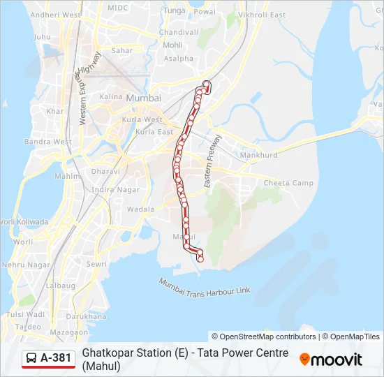 A-381 Bus Line Map