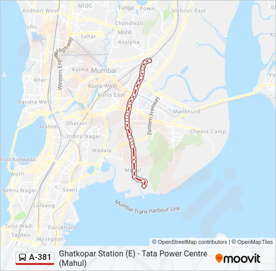 A-381 Bus Line Map