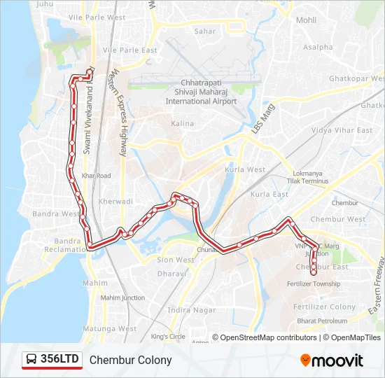 356LTD Bus Line Map
