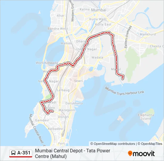 A-351 Bus Line Map