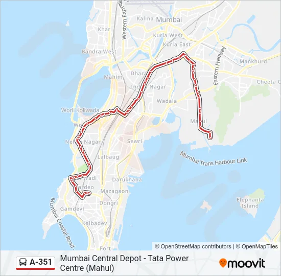 A-351 Bus Line Map
