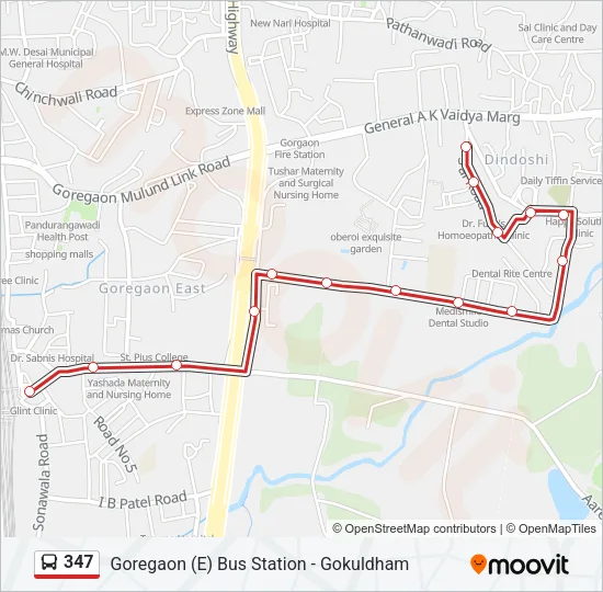 347 Bus Line Map