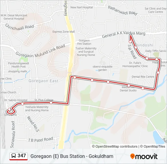 347 Bus Line Map