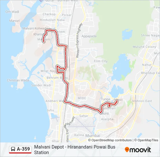 A-359 Bus Line Map