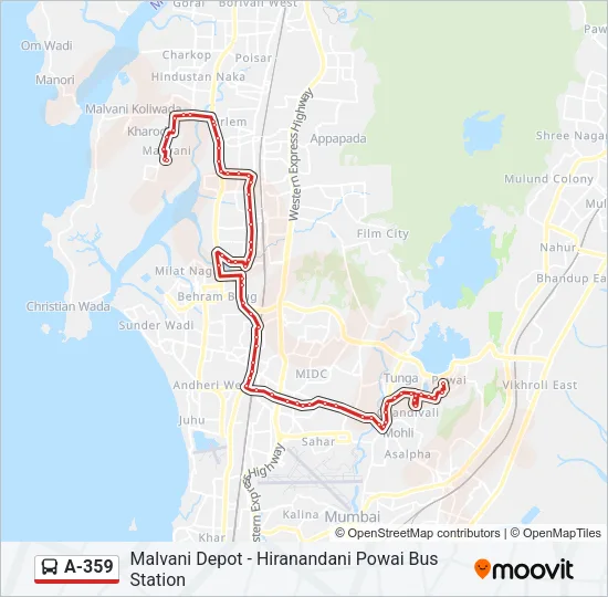 A-359 Bus Line Map