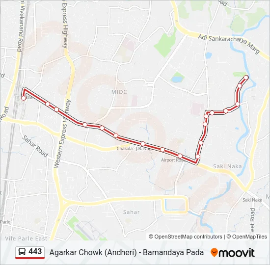 443 Bus Line Map